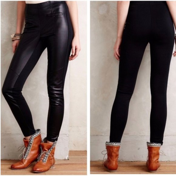 Anthropologie Pants - ANTHROPOLOGIE Vegan Leather Ponte Leggings {OO20}
